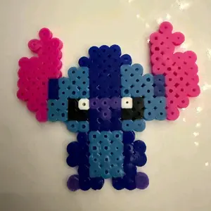 Perler Bead Stitch Character Craft Magnetor Keychain - Blue and Pink Perler Beads for DIY Projects