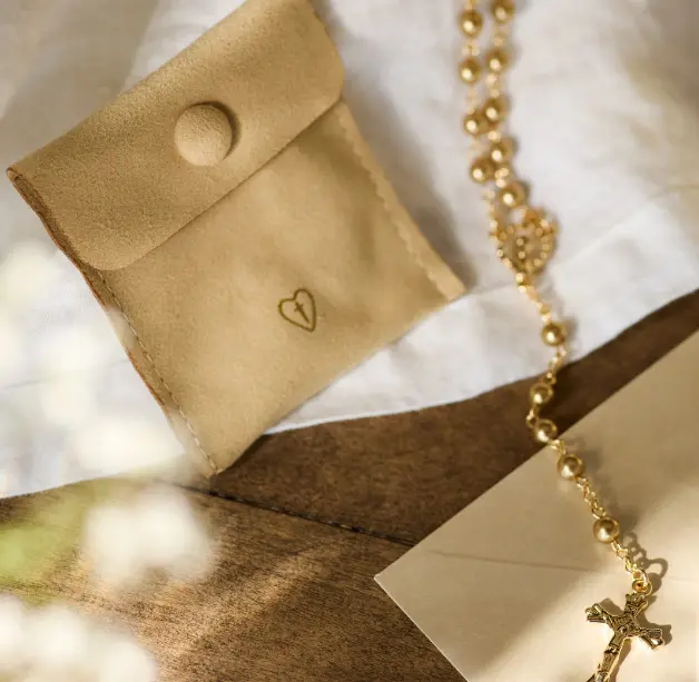 Gold Rosary + Pouch - 18in
