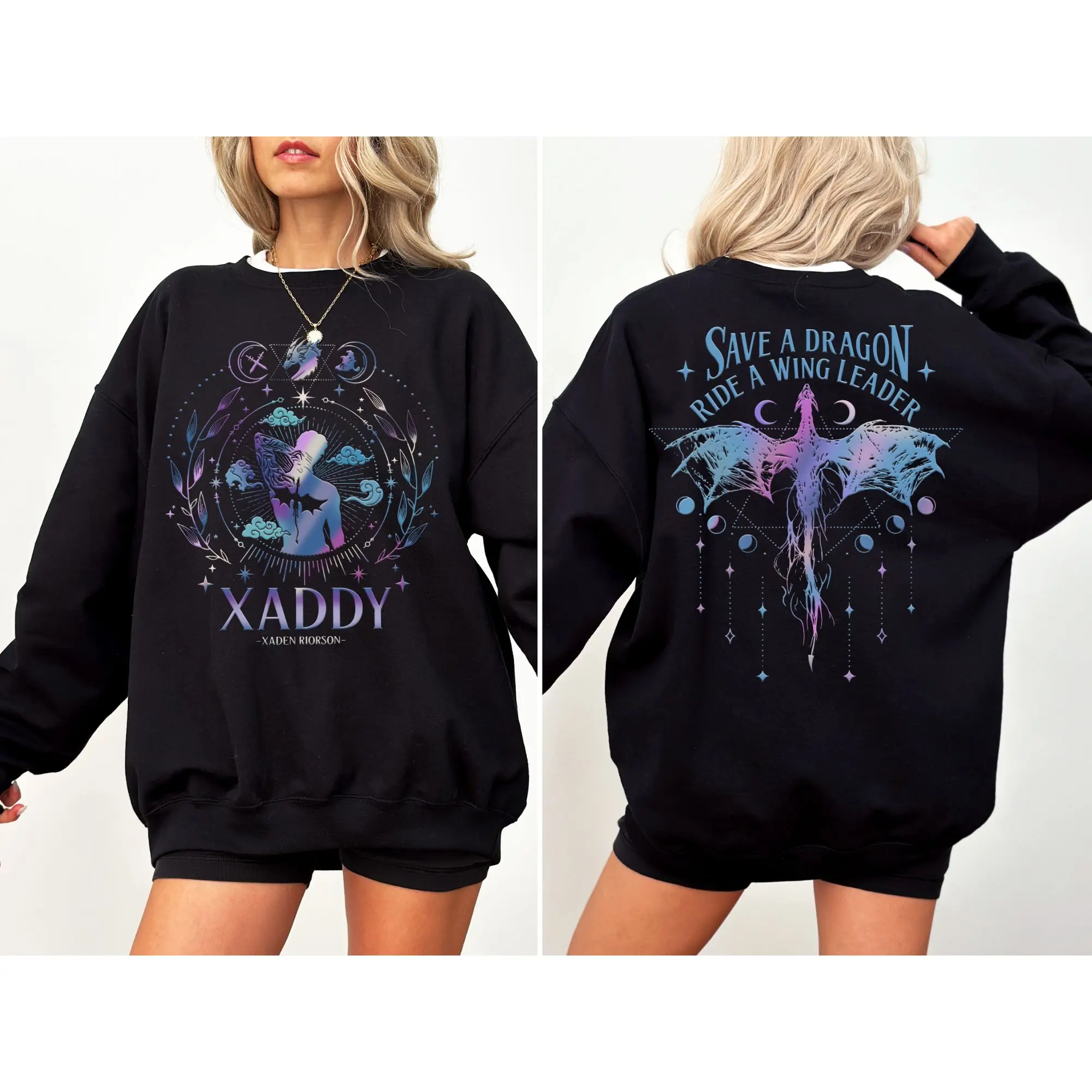 Xaden Riorson 2-Sided Sweatshirt,T-shirt, Hoodie, Trendy Xaddy Shirt, Xaden Fourth Wing Fan Shirt, Onyx Storm Merch, Dragon Rider 2 Sided TShirt