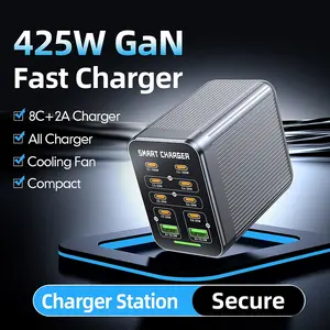 425w Gan Multi-Port Fast Charger, High Power Quick Charge Station for Laptops and Phones, Desktop Charging HUB