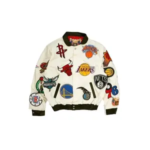 NBA COLLAGE WOOL & LEATHER JACKET White "COLLAGE WOOL WHITE" NBA 101 WHT