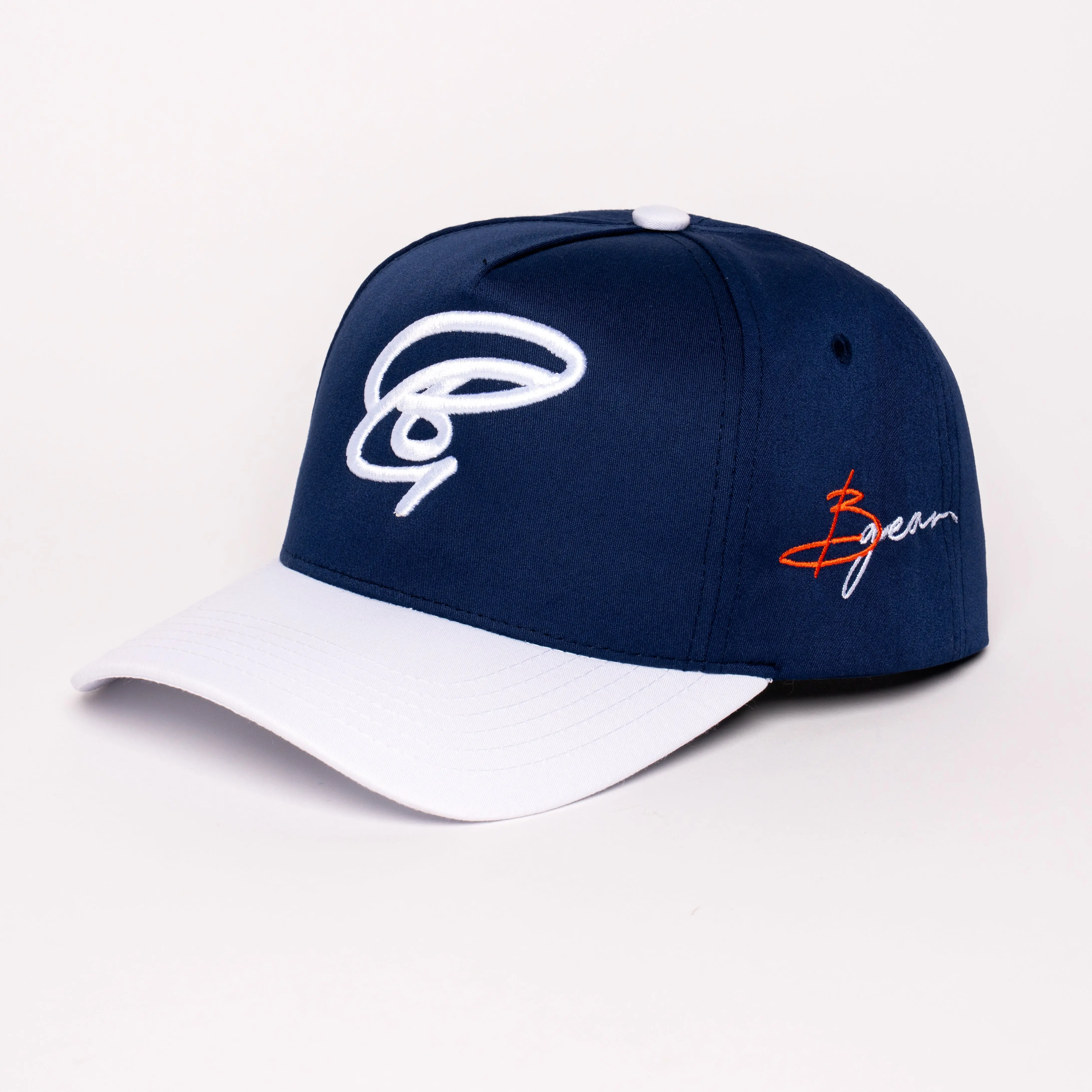 Two-Tone Navy & White Performance Cap – Laser Ventilated 6-Panel Adjustable Snapback Hat