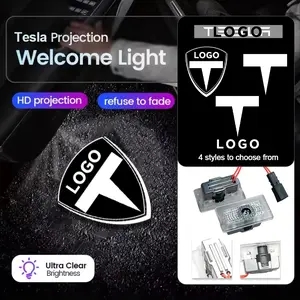2Pc For Tesla Car Welcome Light Model 3 S Y X Model Door Pattern Illumination Floor Projection Light 3d Hd Laser Ghost Light