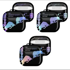 Energy Drink Style AirPods Case Cover - Night Shift Edition Protective Shell for AirPods Pro 2nd Gen - Unique Bull Graphic Earbud Sleeve - Trendy Tech Accessories