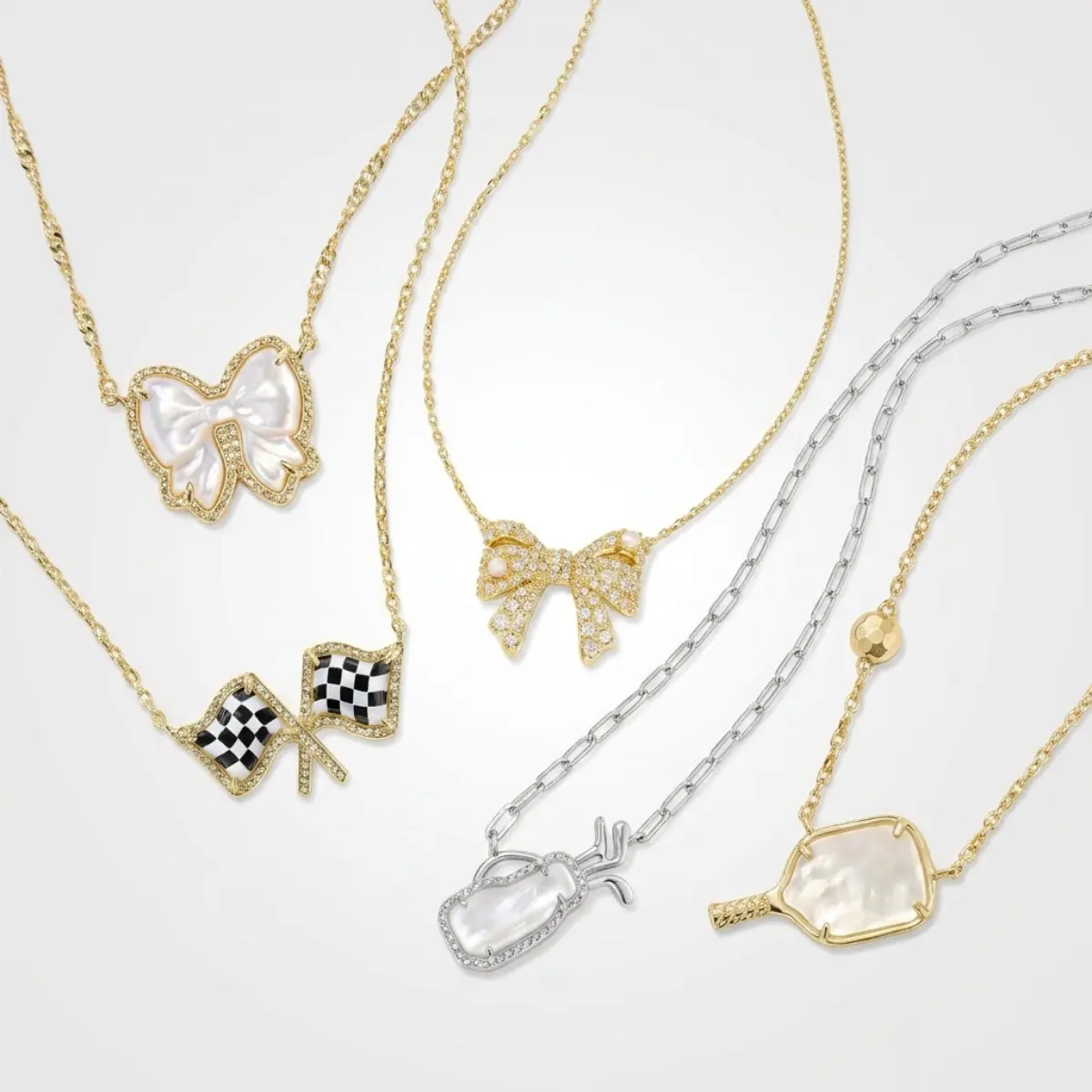 Kendra Scott Krista Bow Dainty Short Pendant Necklace, 14k Gold‑Plated Crystal Pearl Fashion Jewelry for Women
