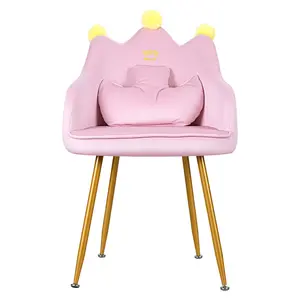 Explorinox Crown-shaped Armchair with Pillow Upholstered Reading Chair Wide Seat Ergonomic Velvet Fabric Wingback for Living Room Bedroom Dorm Office Modern Heavy Duty Design