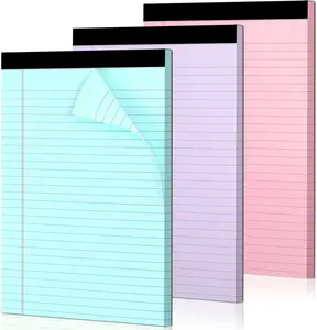 Colored Legal Pads 3 Pack Writing Pads 8.5 x 11 inch Micro Perforated Notebooks with Sturdy Back Wide Ruled 30 Sheets Per Writing Pad School College Office Professional Blue/ Pink/Purple