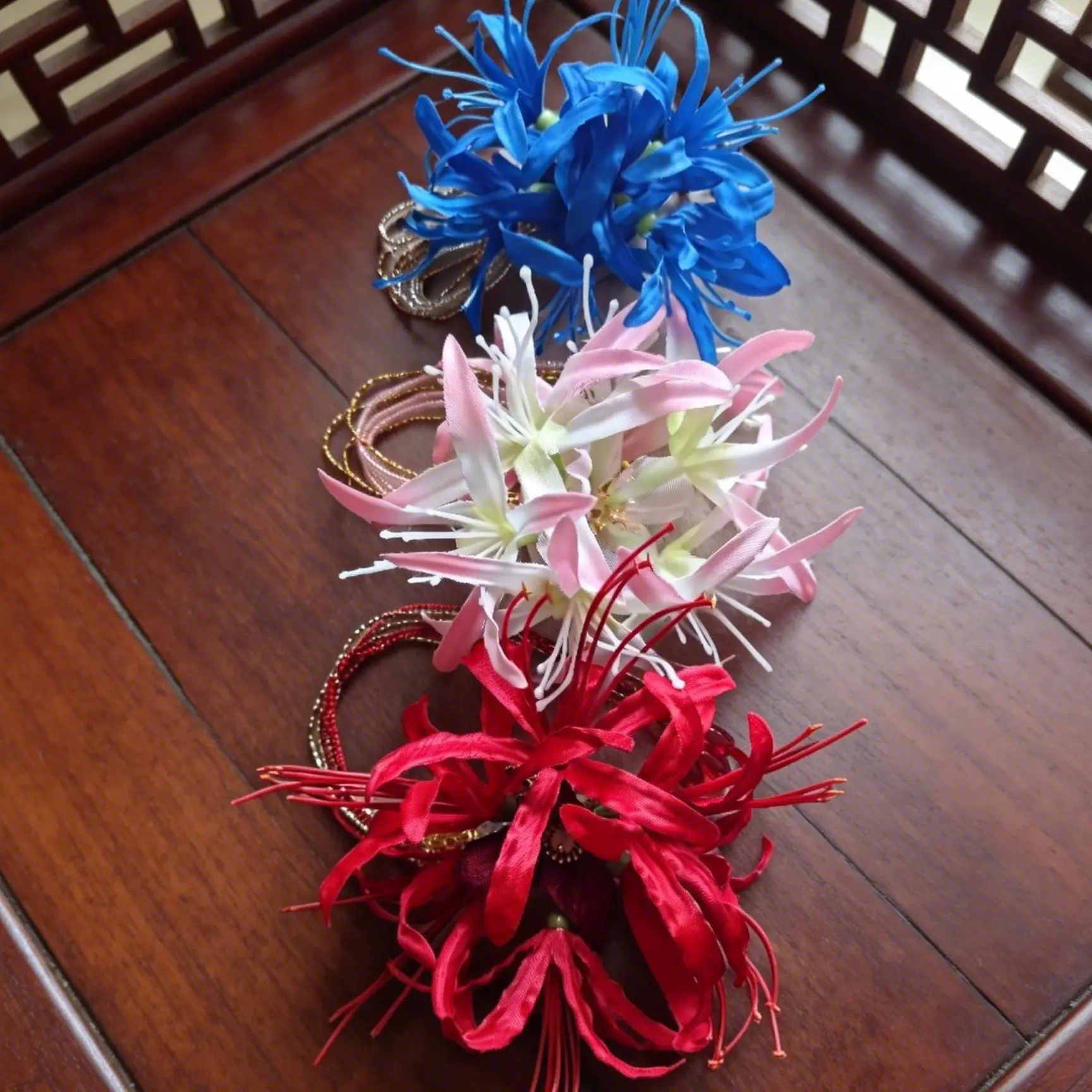 New Chinese Style Tassel Blue Spiderlily Flower Hair Clip - Red, Pink, Lightweight Hair Accessories - Memorial Day, Engagement Gifts - Photo-Ready Whimsical Accessory Flowerhairclip Drop