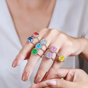 925 Sterling Silver 3.5 Carat Classic Halo Ring, Engagement Ring Mother's Day Gift