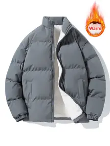 Winter Men's Outdoor Casual College Style Fleece Thickened Warm Cotton Jacket Trendy Versatile Cold-proof Cotton Coat