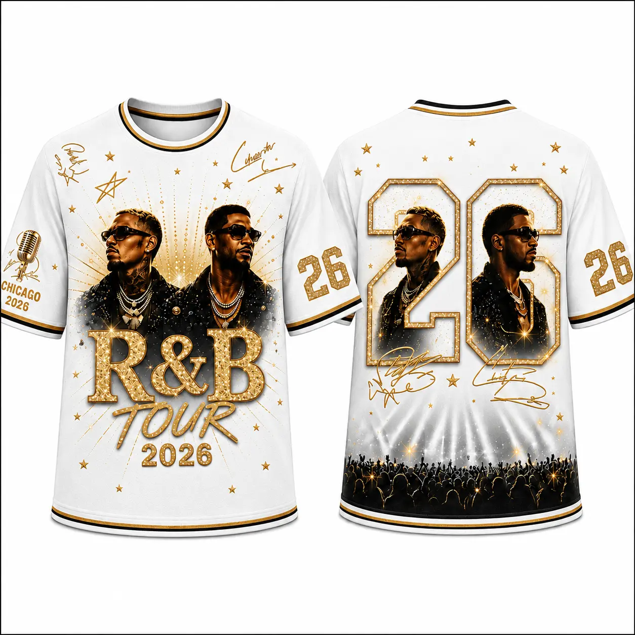 R&B Tour Inspired Glitter Bling Jersey, Rhinestone Style Baseball Jersey, Music Concert Fan Shirt, Hip Hop Streetwear, Unisex Oversized Festival Jersey Gift