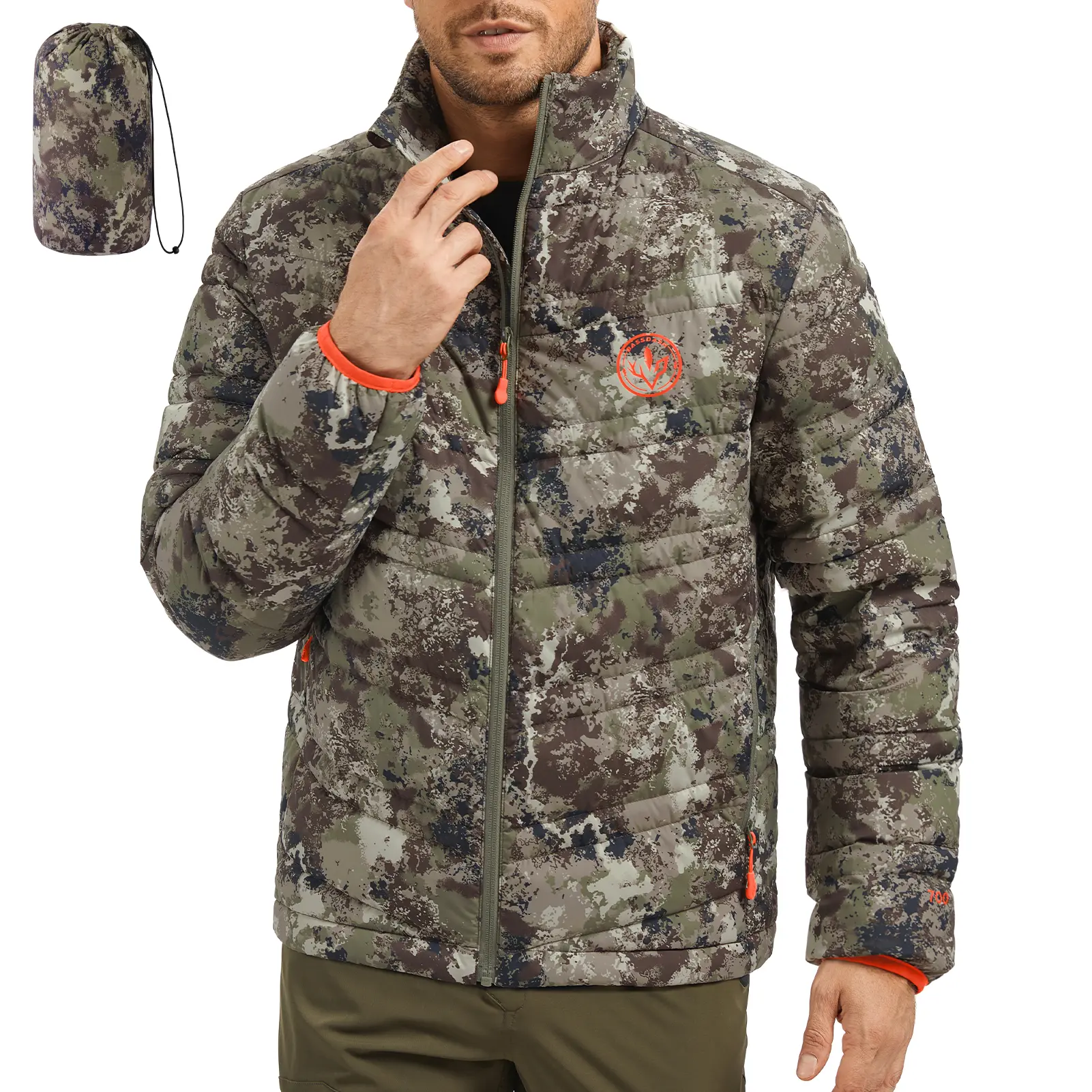 BASSDASH Men’s Puffy Down Jacket 700FP Packable Water Resistant Puffer Insulated Warm Coat for Hunting Fishing Hiking FS49M