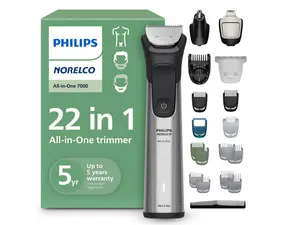 Philips Norelco All-in-One 7000 Series 22-Piece Trimmer - Electric Shaver and Clipper for Face, Beard, Hair & Body, Self-sharpening Full Metal Blades, 25 Length Settings (0.5-16 mm), MG7965/49