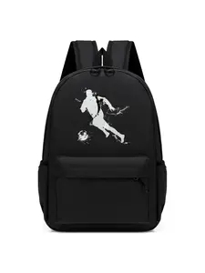 Football Print Casual Backpack - Lightweight Black School & Travel Daypack for Teens