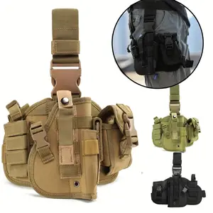 Tactical Leg Holster - Adjustable, Fixed, Waterproof, Universal Durable Nylon Pouch with Magazine Holder, Buckle Closure, Comfortable Design for Hunting Gun Accessories
