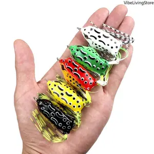 Floating Frog Fishing Lure Double Hook Upturned Soft Bait Artificial Frog Fake Bait for Snakehead Fish
