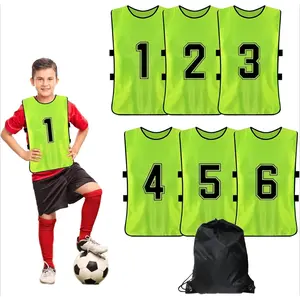 Numbered Soccer Pennies, Scrimmage Vest Sports Pinnies, Team Practice Pinnies, Soccer Bibs Training Vest for Adult Youth 6pcs