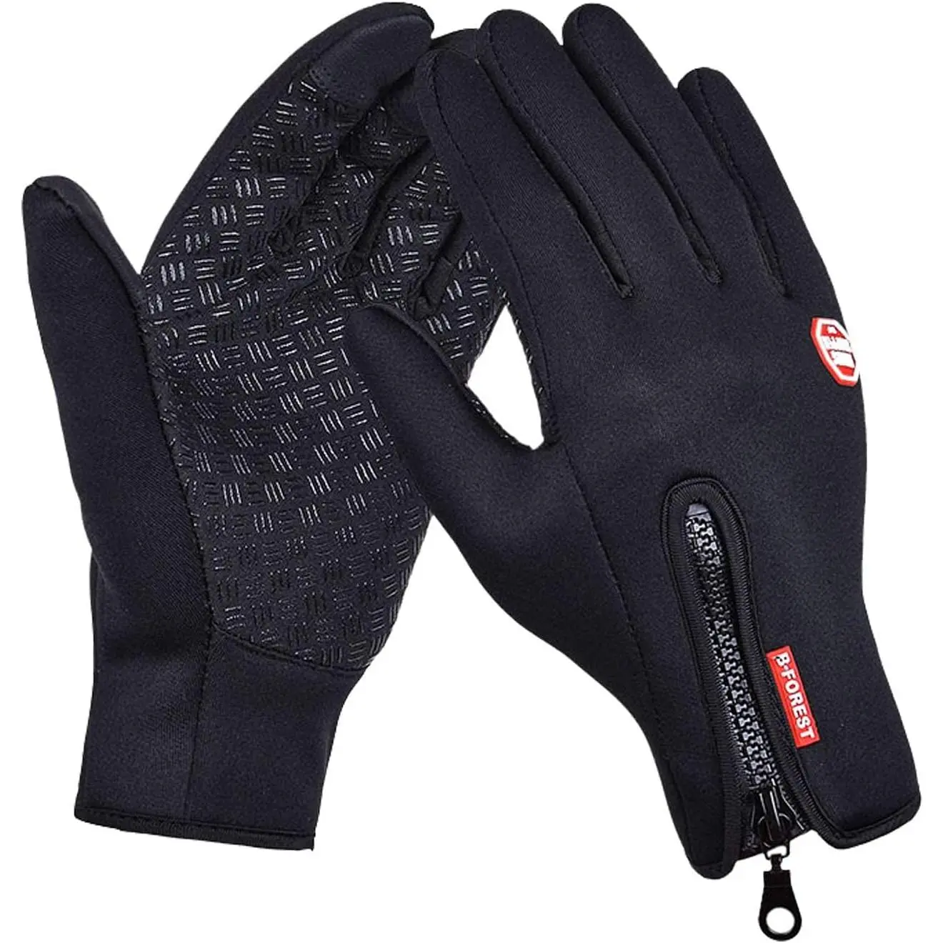 Men's Winter Waterproof Sports Gloves - Cycling Gear for Male Biking, Waterproof Coating, Abrasion Resistance, Fleece Lining, Conductive Leather Touch-Screen Fingers, Windproof Elastic Wrist, Anti-Slip Palm, Multi-Size, Hand Wash Only, for Golf, Running,
