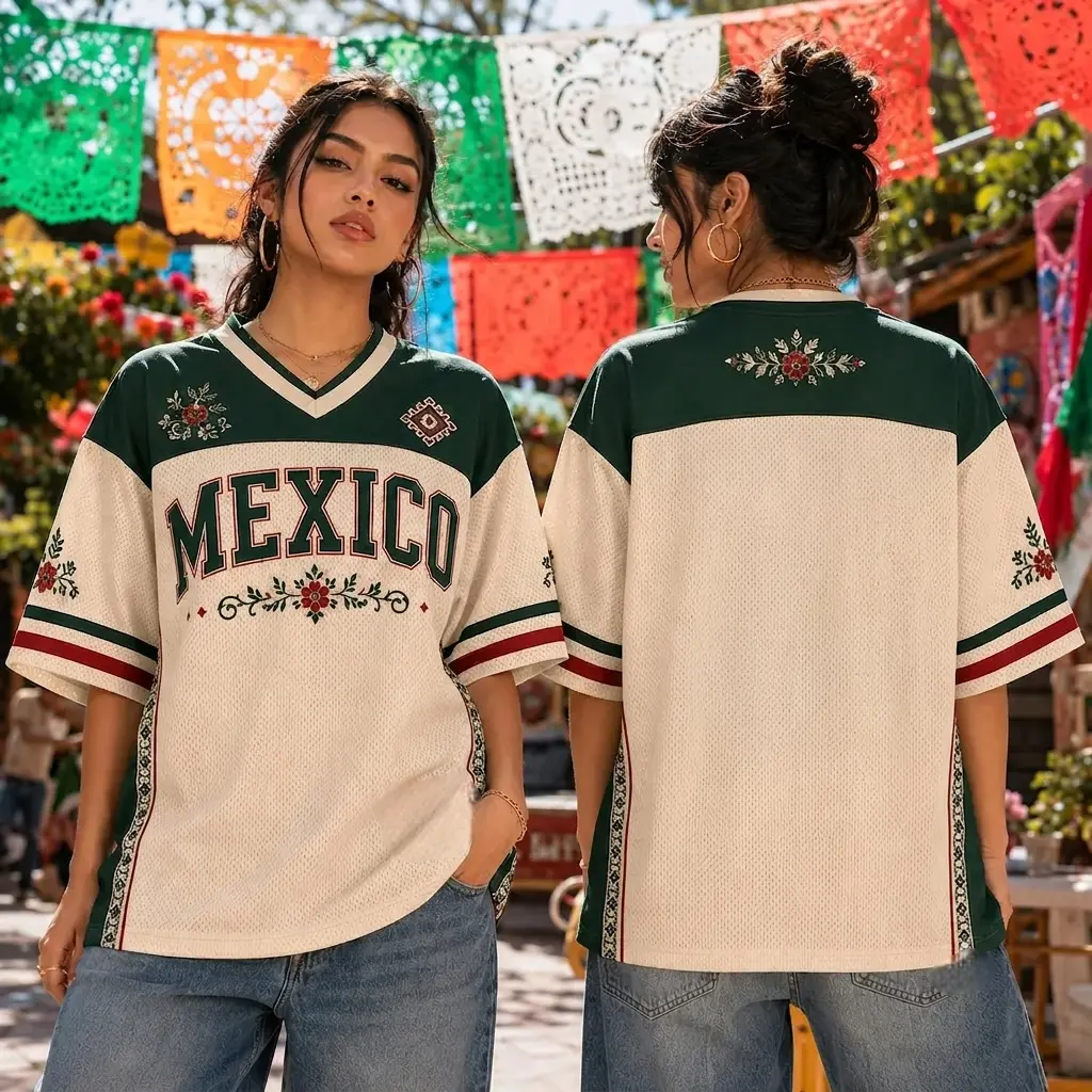Mexico V Neck Soccer Jersey, Mexico Football Shirt, Mexico Sports Jersey, Fan Gift