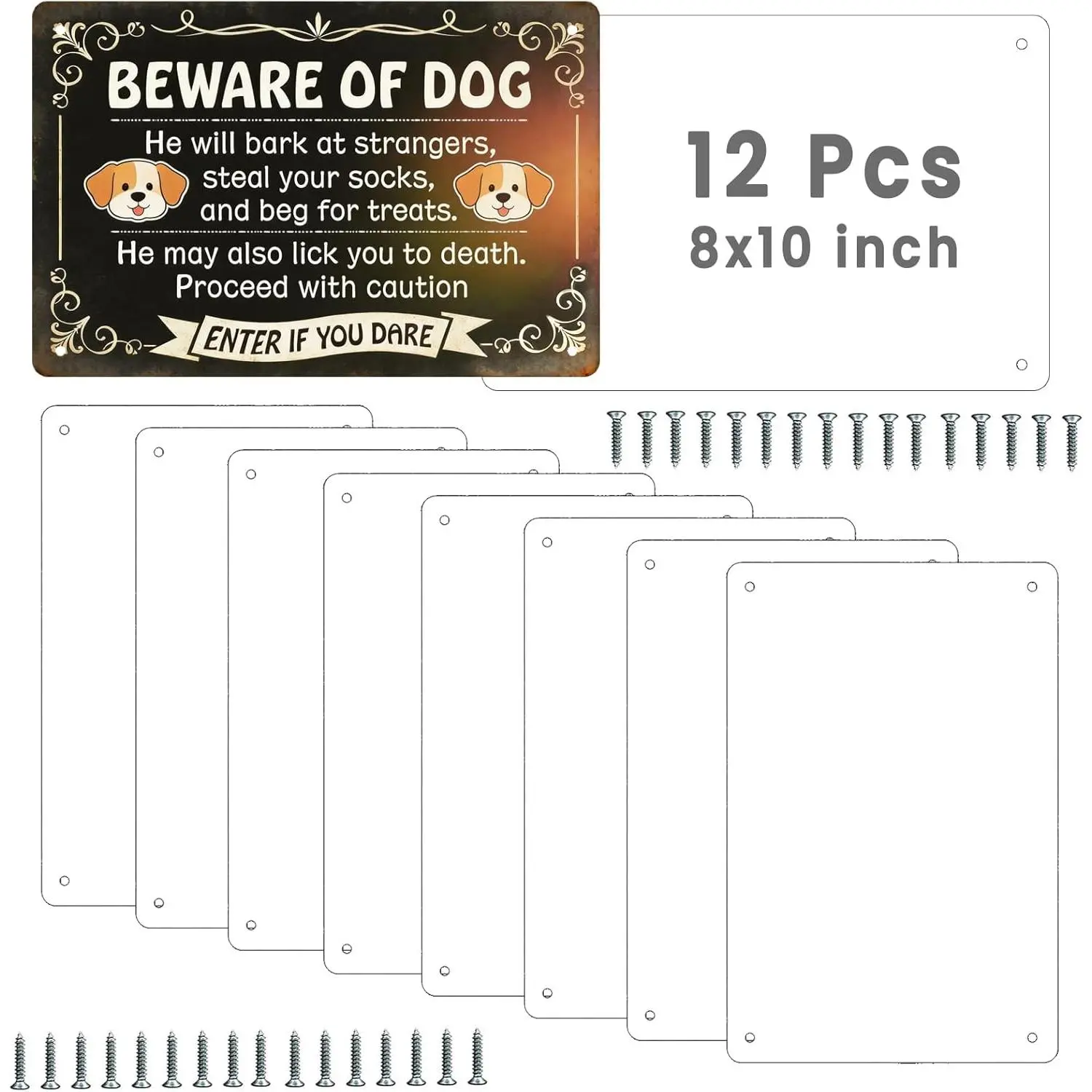 12 Pcs Metal Sublimation Sign Blanks 8"x10" with Holes, 0.45mm Aluminum Signs Blanks Bulk Products, Metal Sublimation Aluminum Sheets for DIY Photo Yard Sign Home Wall Decor