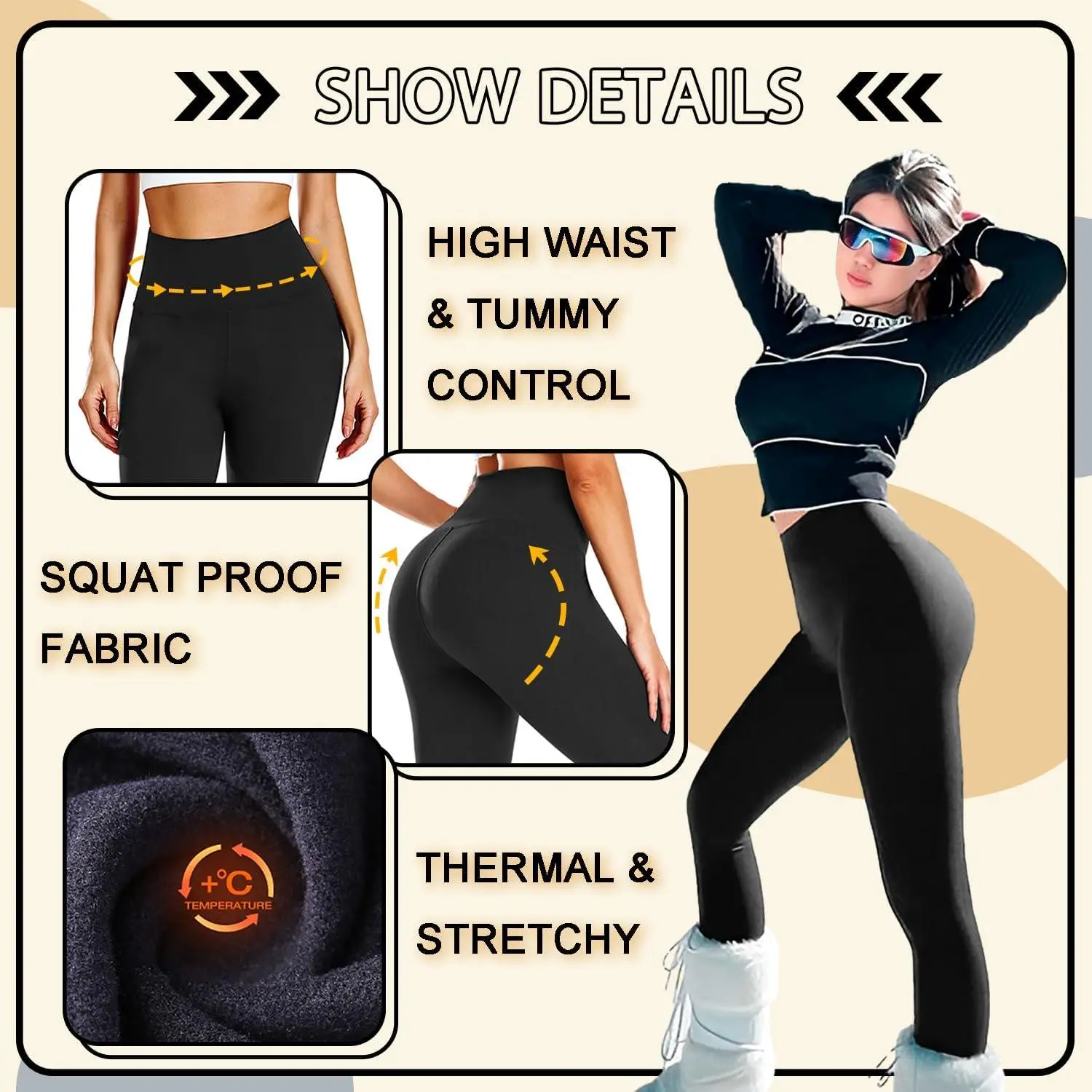 Women's High Waisted Fleece Lined Leggings - Tummy Control Thermal Winter Yoga Pants for Workout, Soft Warm Thermal Base Layer, Perfect for Cold Weather Running, Fitness, and Casual Wear Women's High Waisted Fleece Lined Leggings - Tummy Control Thermal Winter Yoga Pants for Workout, Soft Warm Thermal Base Layer, Perfect for Cold Weather Running, Fitness, and Casual Wear