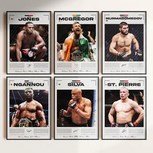 UFC Legends Posters Set: Jon Jones, Conor Mcgregor, Khabib Nurmagomedov, Francis Ngannou, Anderson Silva, Georges St. Pierre, MMA Wall Art ( Unframed-Print Only )