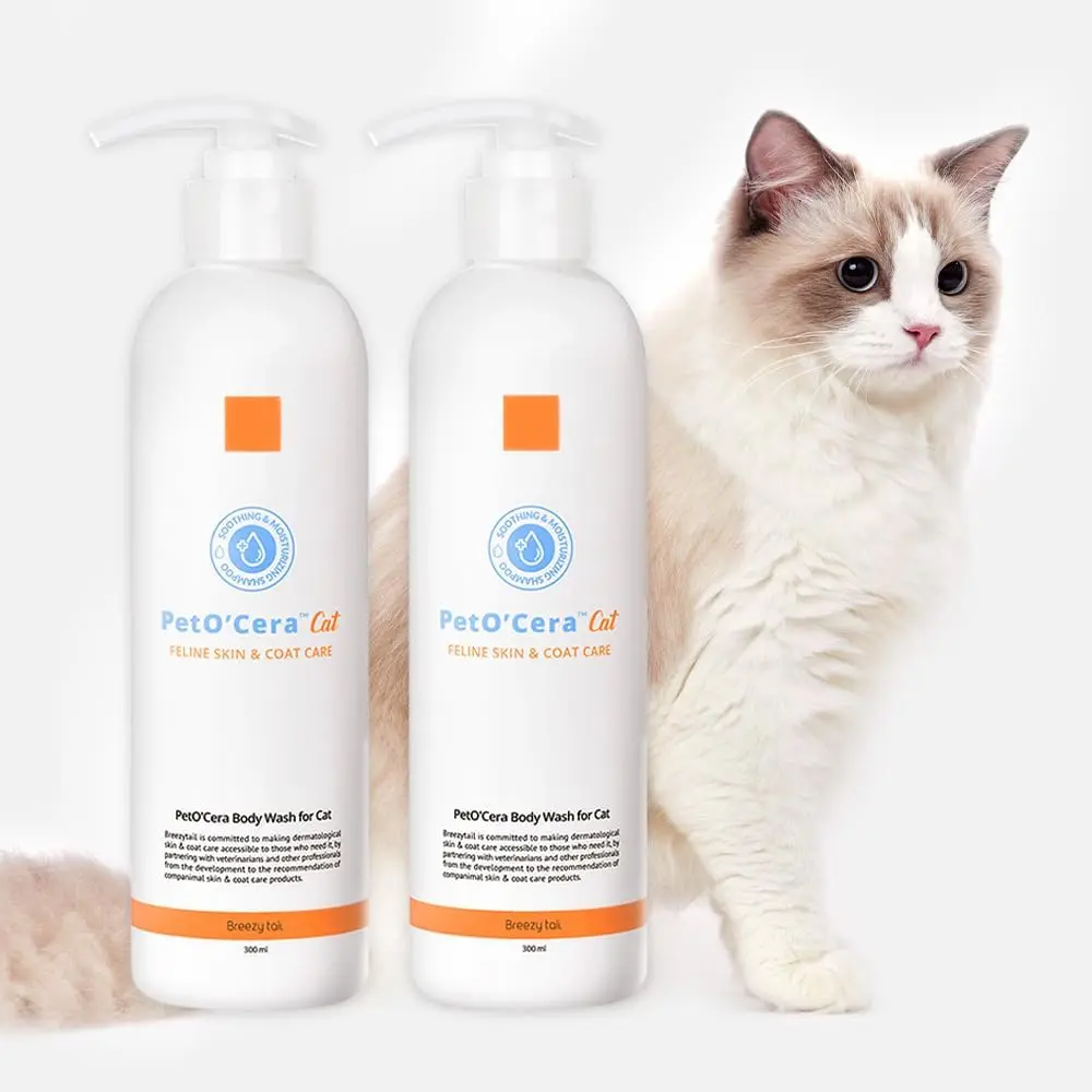 PetO’Cera Cat Shampoo | Hypoallergenic Feline Skin & Coat Care Body Wash| Itch Relief, Moisturizing & Rejuvenating| Veterinarian Approved and Formulated Shampoo for Cats (Bundle (20.2oz))