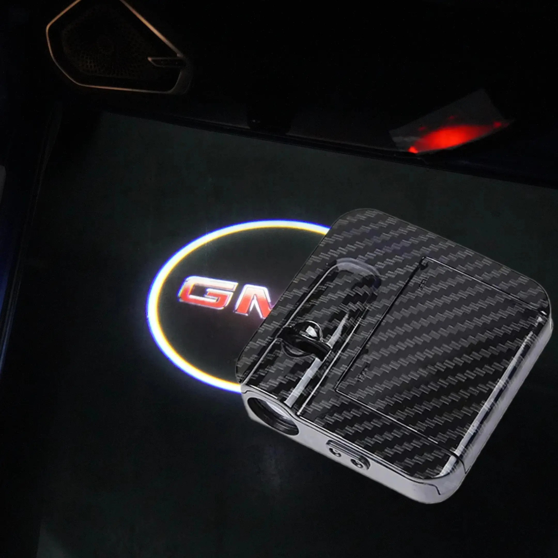 2pcs for GMC Universal Carbon Fiber Door Welcome Lights - Stylish LED Door Projector Lights for GMC Models, Easy Installation, Durable Design, Enhances Vehicle Aesthetics - Perfect Upgrade for GMC Trucks & SUV
