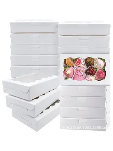 20/15/1pcs  Modern Simple Window Cake Box White Cardboard Cupcake Pastry Dessert Cookie Carry Box，needoh，nutrition geeks