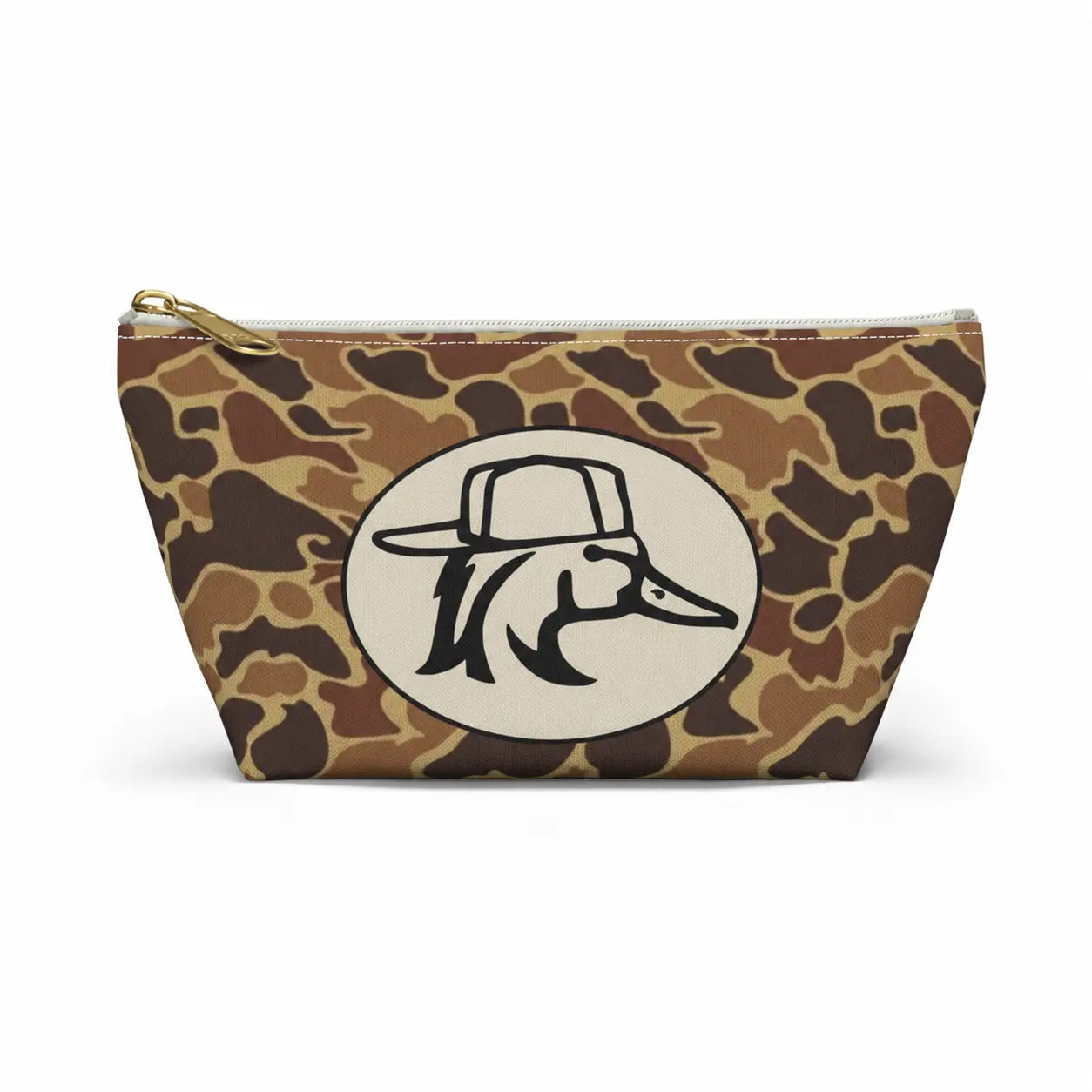 "Redneck Duck" Brown Camo Pouch, Pencil Pouch, Cosmetic Makeup Bag, Hunting Toiletry Organizer, Travel Zipper Bag, Gift for Duck Hunters