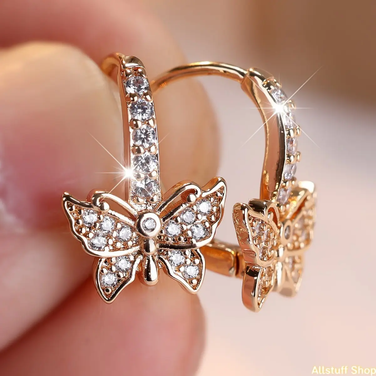 Dainty Butterfly Stud Earrings for Women, Elegant Copper & Micro-Pavé Cubic Zirconia Designs, Lightweight Sparkling Ear Accessories for Daily Wear tiktokshopbacktoschool