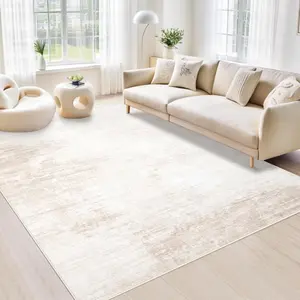 Area Rugs 6x9 Living Room: Washable Rug Modern Abstract Large Rug Soft Non Slip Neutral Rugs Stain Resistant Indoor Carpet for Bedroom Kitchen Dining Room Table  Home Office Rugs(Beige,6'x9')