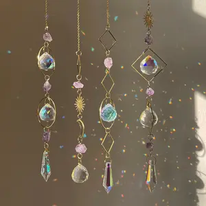 Natural Crystal Sun Catcher, Colorful Artificial Crystal Pendant Hanging Ornaments, Perfect for Valentine's Day Decorations, Enhances Room Ambiance