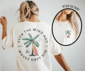 Christian Bible Verse shirt Beachy Backprint Tee Trendy TShirt Unisex Tee Teen Baptism Gift Ocean Inspired Style