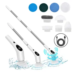 Electric Spin Scrubber, Cordless Cleaning Brush with 9 Replaceable Brush Heads, Tub and Floor Tile 360 Power Scrubber 3 Speed with Adjustable & Detachable Handle for Bathroom Kitchen Car