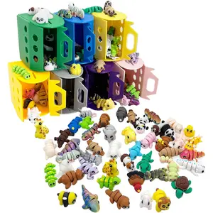20Pcs Mini Figurines Set, 3D Printed Mini Animal Tiny Things Fidget Toy, 3D Printed Cute Animal Home, Office, Desk for Christmas Decoration, Tiny Figurines