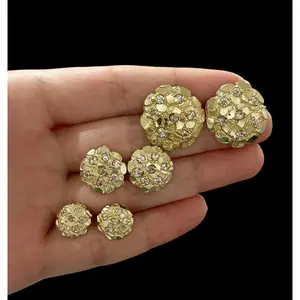 14K Solid Brass Simulated Diamond High-End Golden Nugget Cookie Iced Earring Earrings Jewelry Stud Fashion 10mm / 12mm / 14mm / 16mm / 20mm Unisex Men Women
