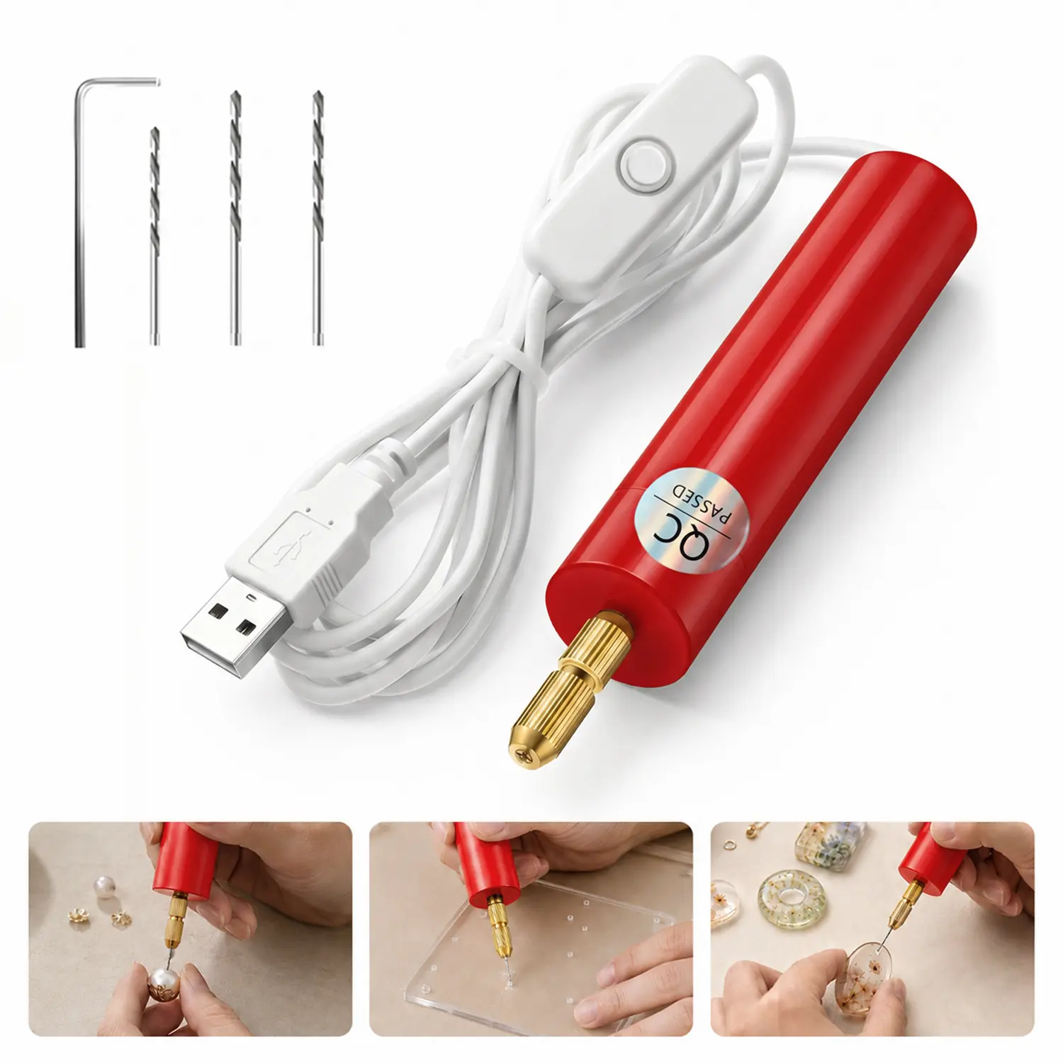 Micro Handheld Drill Bits for Resin Jewelry Making Mini Electric Drill Set DIY ABS  0.7-1.2mm Crystal Epoxy Hand Tool