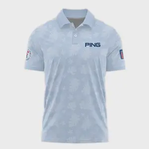 124th U.S. Open Pinehurst Ping Golf Polo Shirt Light Blue Pastel Floral Hawaiian Pattern All Over Print Polo Shirt For Men