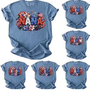 Comfort Colors Patriotic Nana Mimi Mamaw Gigi Grandma T-Shirt , Red White And Blue Floral Family Name Design , American Flag And Fireworks Shirt , 4th Of July Outfit , Memorial Day Tee , Gift For Grandmothers