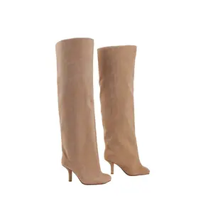 Women's Tall Knee High Boots Faux Suede Pointed Toe Stiletto Heel Elegant Fashion Boots