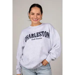 Heather Grey Charleston South Carolina Graphic Pullover