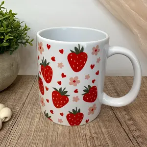 Strawberry Coffee Mug, Summer Aesthetic Drinkware, Cheerful Aesthetic Mug