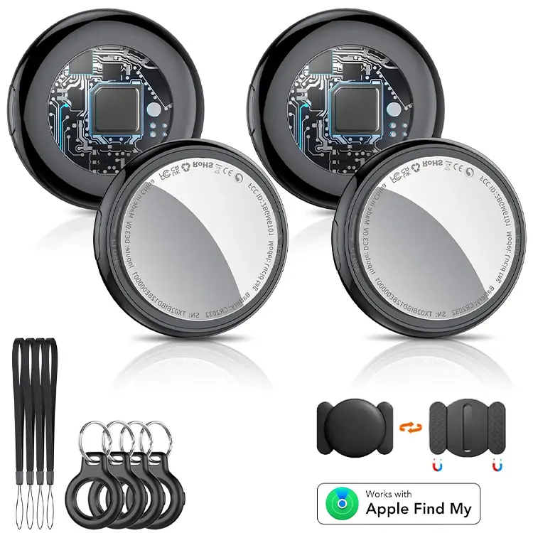 [Fall Deals] Tukio GPS Tracker for Cars & Pets (iOS Only) - Mini Clear Design, Weatherproof Case, Anti-Lost Device, Works with Apple Find My (iOS Only