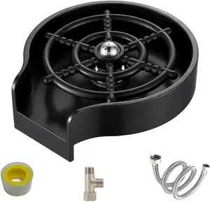 Glass Rinser for Kitchen Sinks, Matte Black, Glass Washer Accessories, Bottle Cleaner with High-Pressure Nozzle, 360 Degree Rotating Spout,