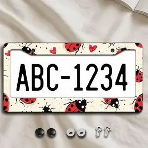 Cute Ladybug License Plate Frame – Girly Car Accessories, Universal US Standard Tag Frame – FASTSHIPPING
