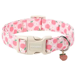 DOGWONG Pink Peach Dog Collar, Adjustable Collar with Plastic Buckle - Cute Puppy Accessory for Small, Medium & Large Dogs
