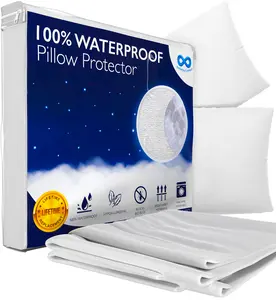 100% Waterproof Pillow Protector - Terry Cloth, Hypoallergenic Breathable Membrane, Lifetime Warranty