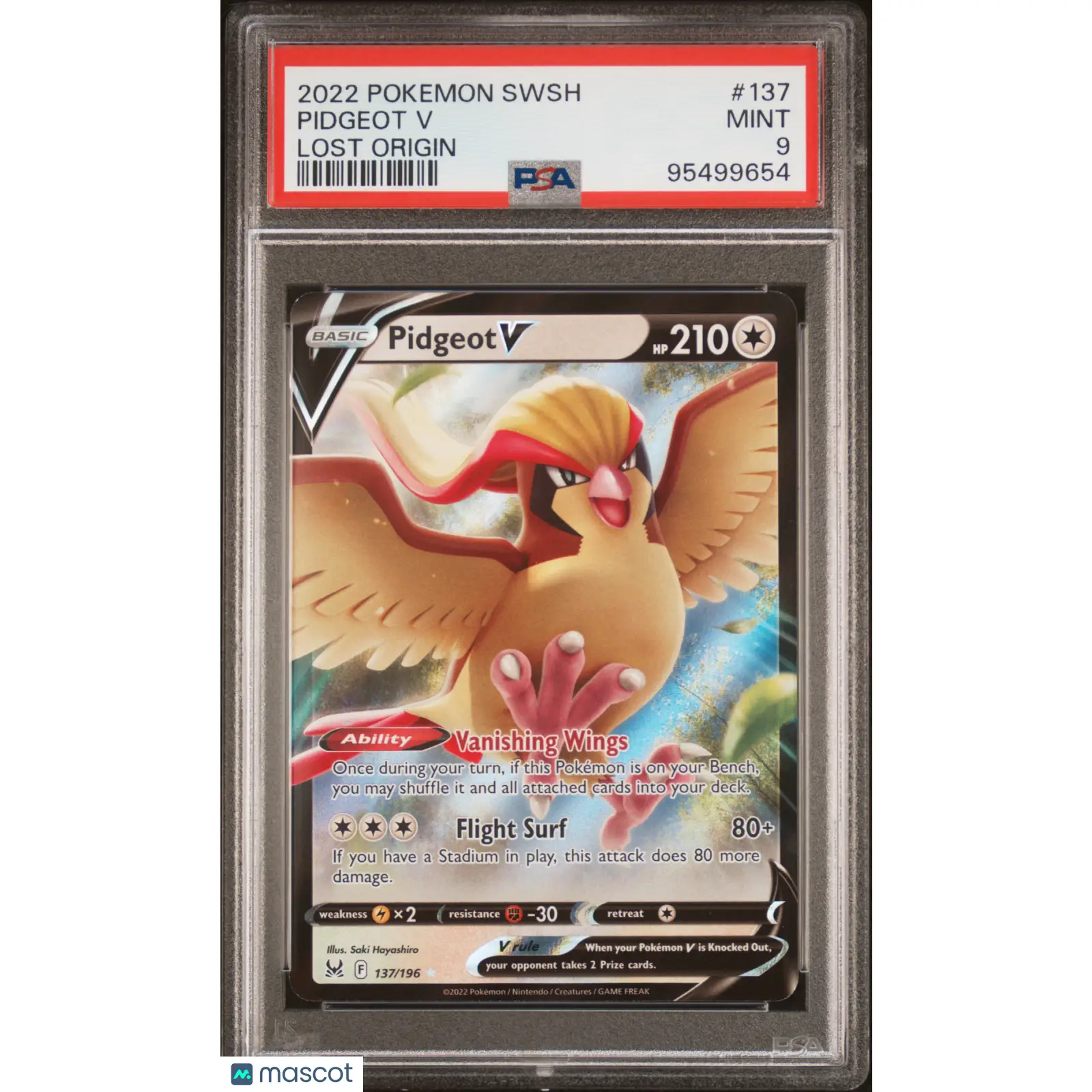 PSA 2022 PokéMon TCG Pidgeot V #137 9 2022 Pokemon Sword & Shield Lost Origin