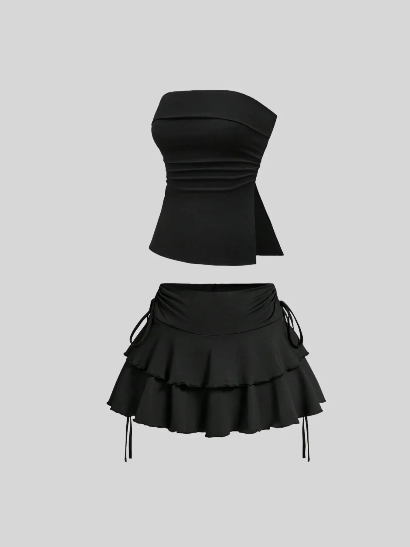 Fashionable sexy strapless vest with elegant ladies skirt suit
